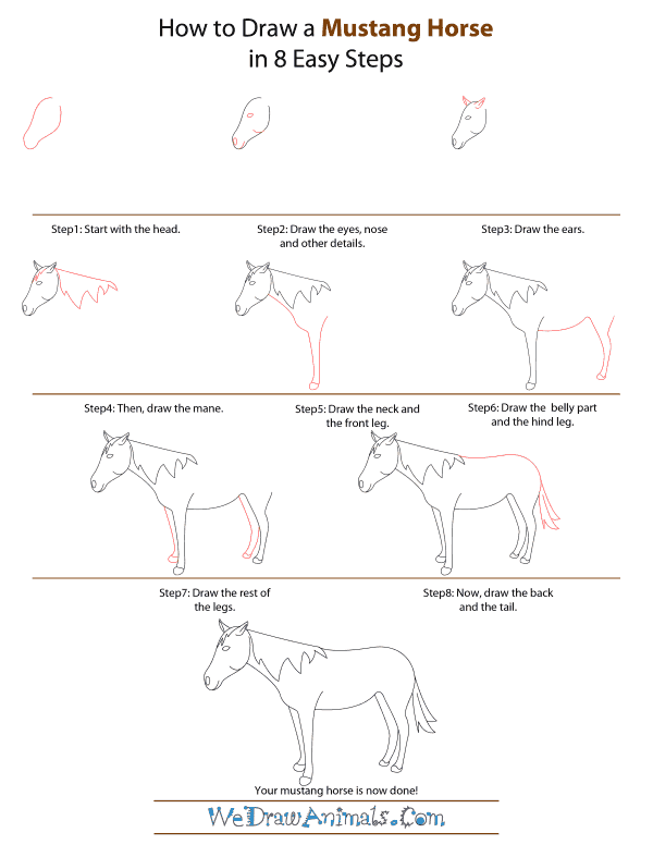 How To Draw A Mustang Horse - Step-by-Step Tutorial