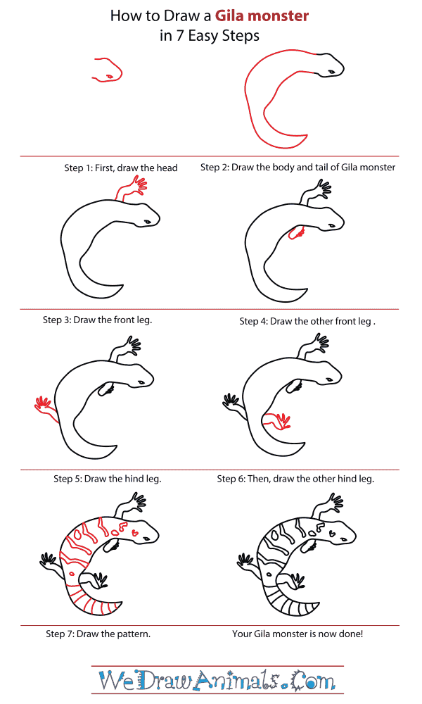 How To Draw A Gila Monster - Step-By-Step Tutorial