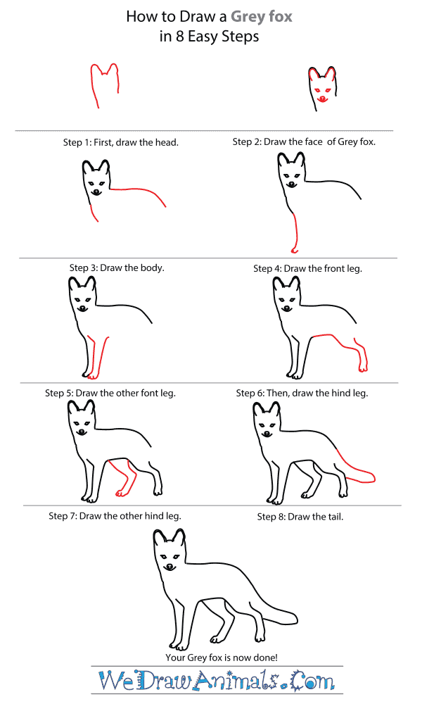 how to draw a fox step by step