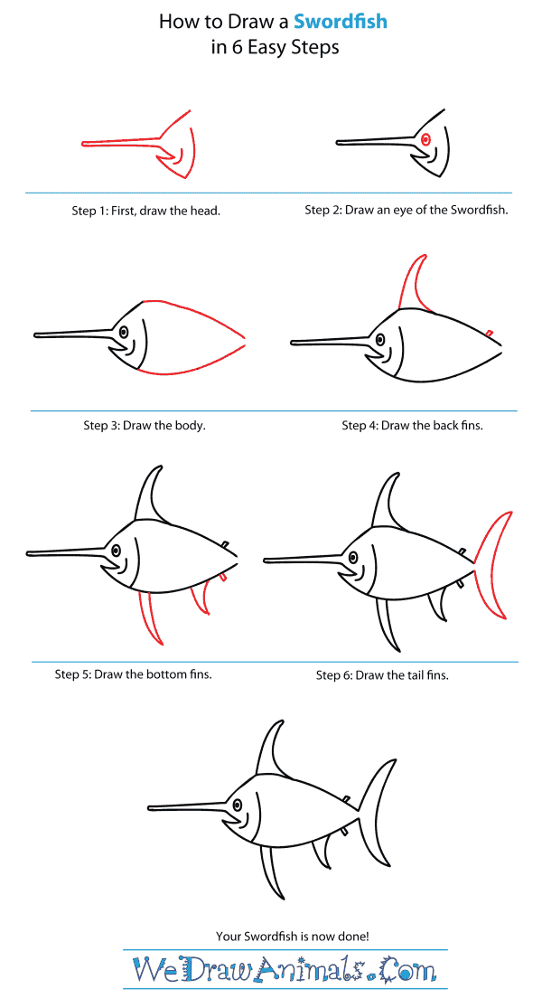 How to Draw a Swordfish - Step-By-Step Tutorial