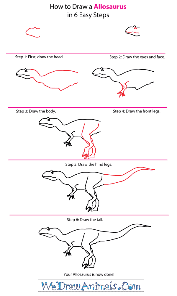 How to Draw an Allosaurus - Step-by-Step Tutorial