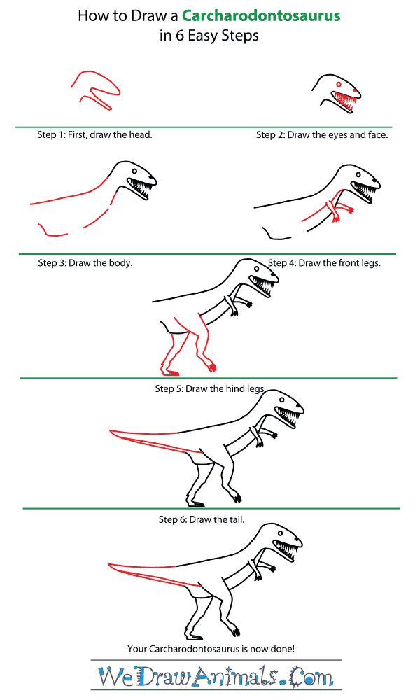 How to Draw a Carcharodontosaurus - Step-by-Step Tutorial