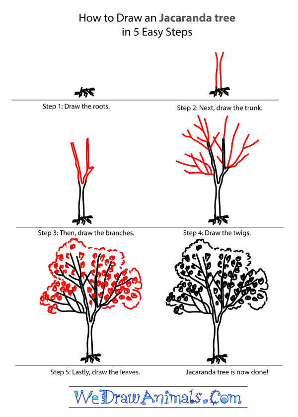 How to Draw a Jacaranda Tree - Step-by-Step Tutorial