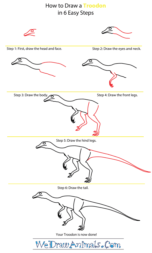 How to Draw a Troodon - Step-by-Step Tutorial