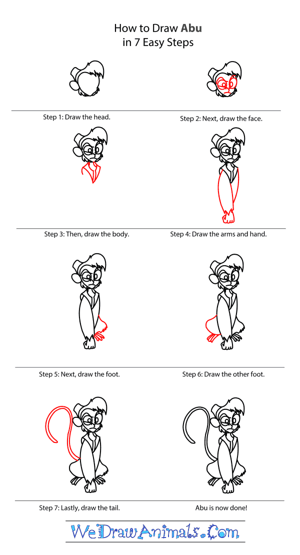 How to Draw Abu From Aladdin - Step-by-Step Tutorial