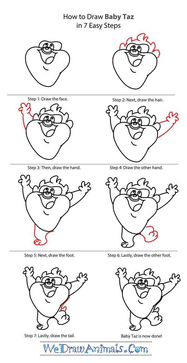 How to Draw Baby Taz From Looney Tunes - Step-by-Step Tutorial