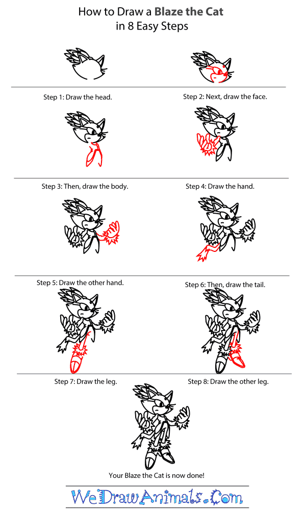 How to Draw Blaze The Cat - Step-by-Step Tutorial