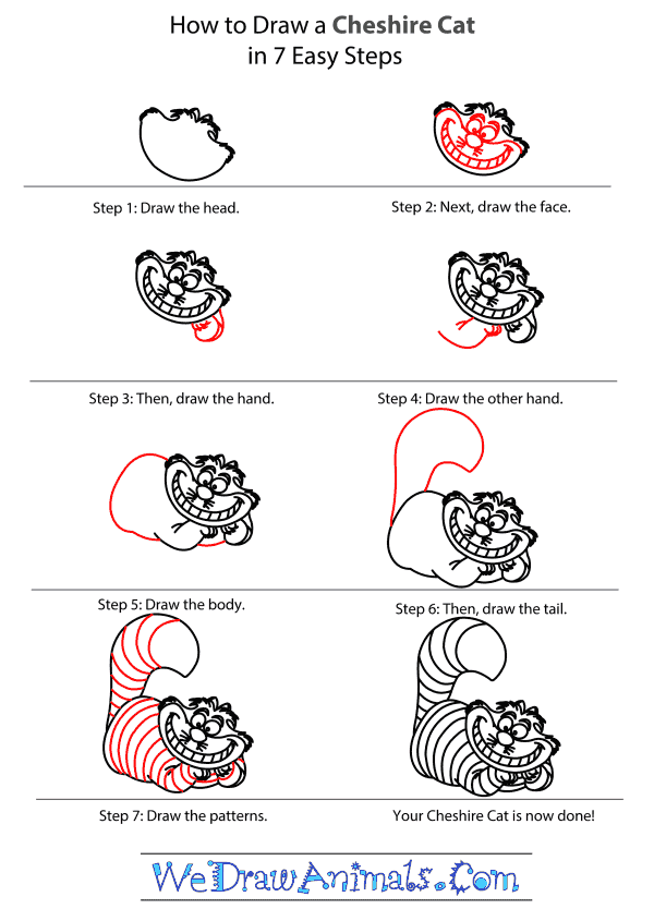 How to Draw Cheshire Cat - Step-by-Step Tutorial