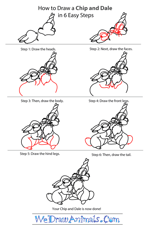 How to Draw Chip And Dale - Step-by-Step Tutorial