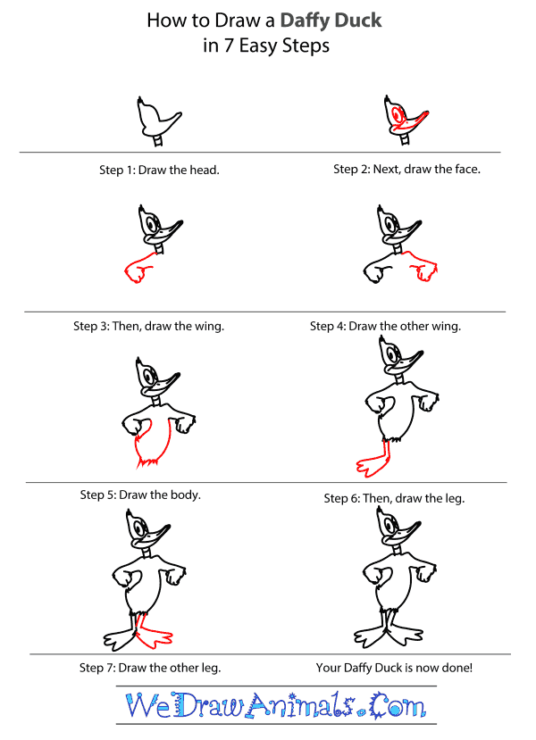 How to Draw Daffy Duck - Step-by-Step Tutorial