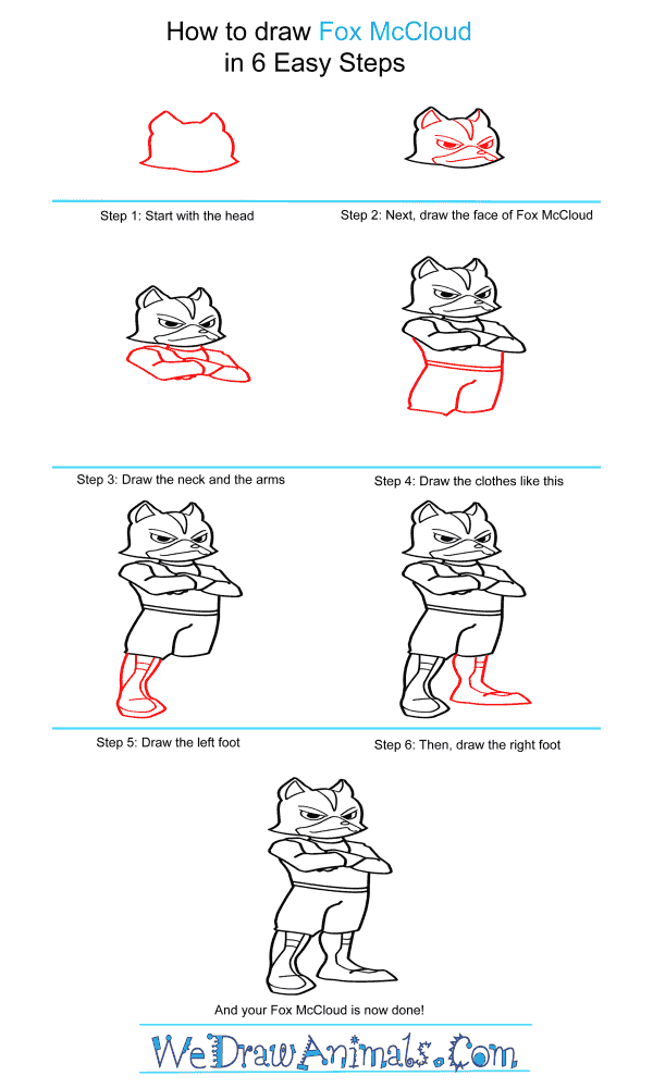How to Draw Fox Mccloud From Star Fox - Step-by-Step Tutorial