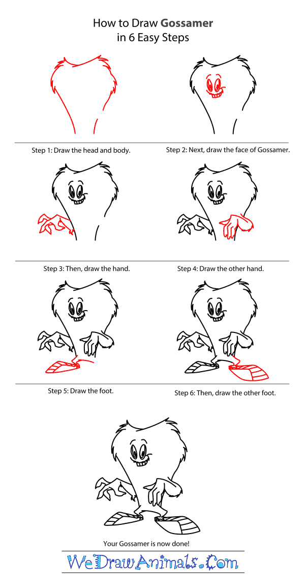 How to Draw Gossamer From Looney Tunes - Step-by-Step Tutorial
