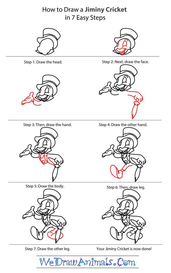 How to Draw Jiminy Cricket - Step-by-Step Tutorial