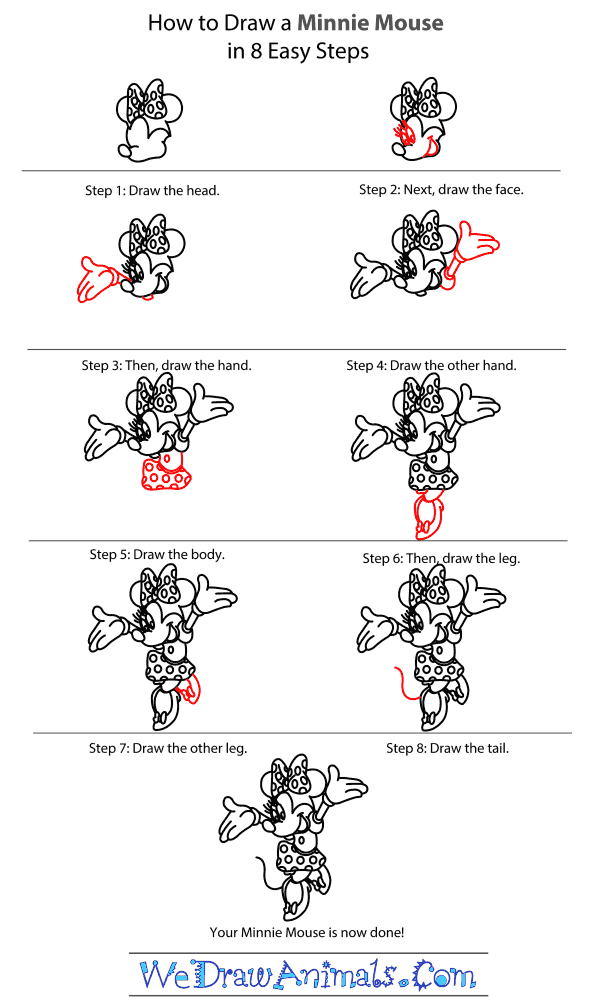 How to Draw Minnie Mouse - Step-by-Step Tutorial