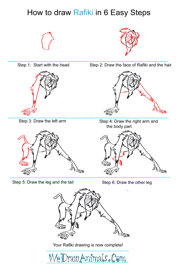 How to Draw Rafiki From The Lion King - Step-by-Step Tutorial
