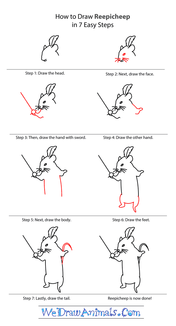How to Draw Reepicheep From The Chronicles Of Narnia - Step-by-Step Tutorial