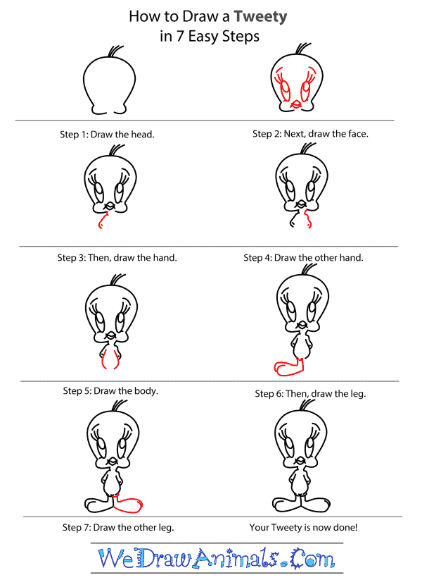 How to Draw Tweety - Step-by-Step Tutorial