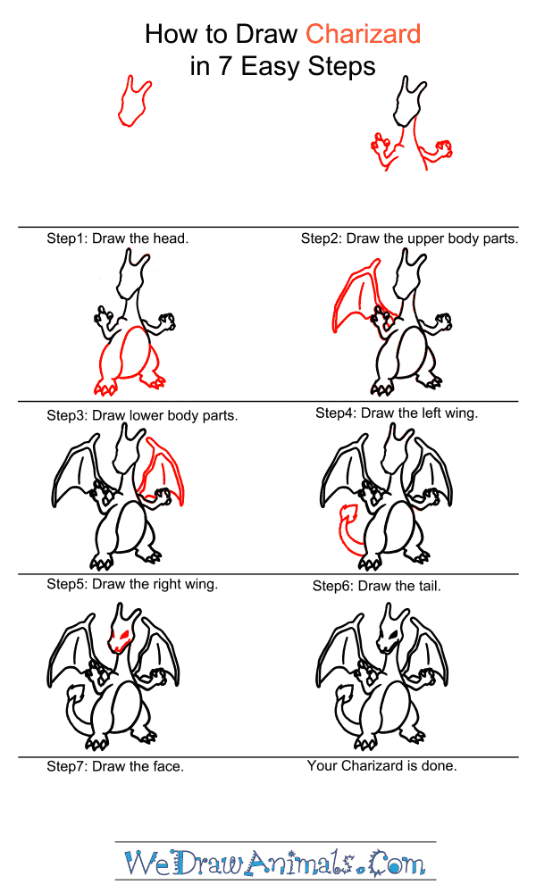 How to Draw Charizard - Step-by-Step Tutorial