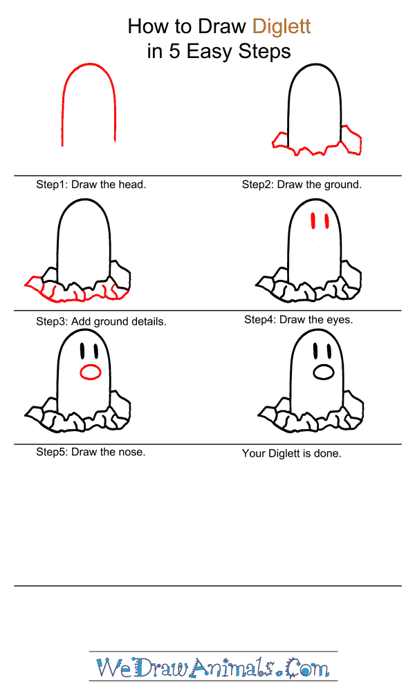 How to Draw Diglett - Step-by-Step Tutorial