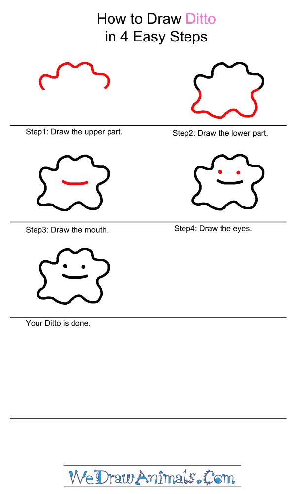 How to Draw Ditto - Step-by-Step Tutorial