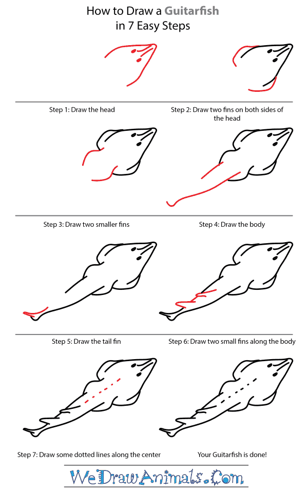 How to Draw a Guitarfish - Step-by-Step Tutorial