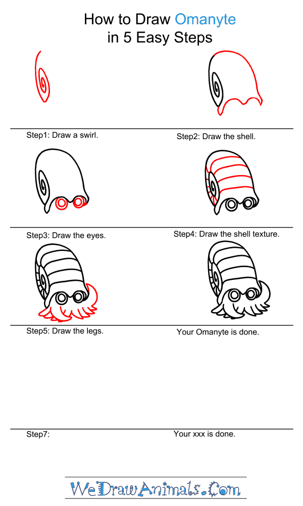 How to Draw Omanyte - Step-by-Step Tutorial