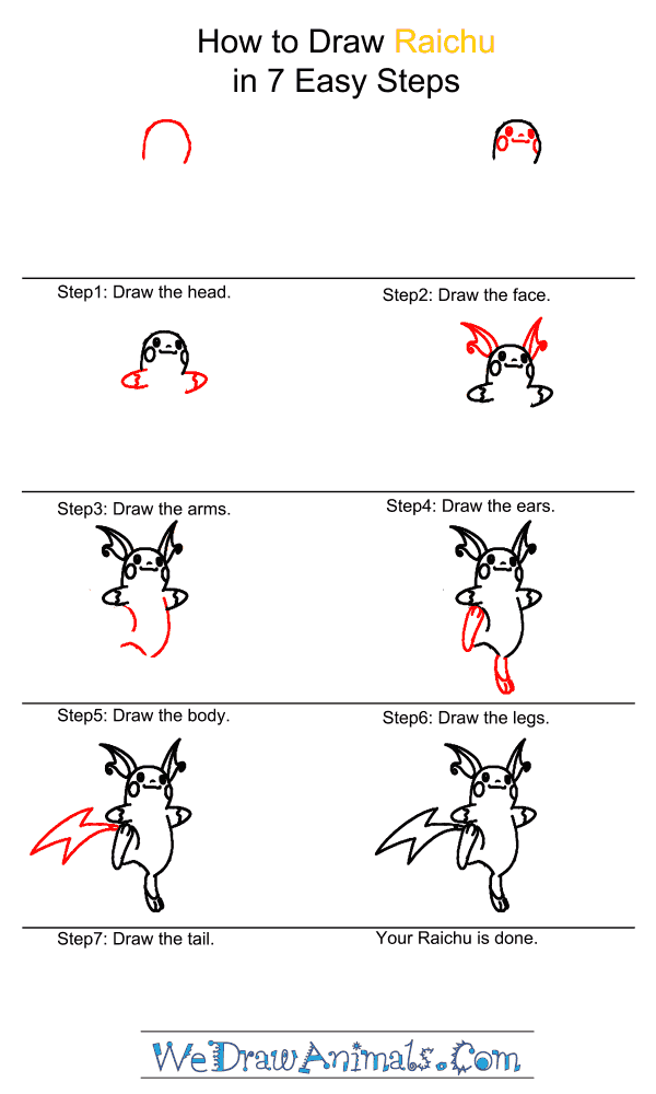 How to Draw Raichu - Step-by-Step Tutorial