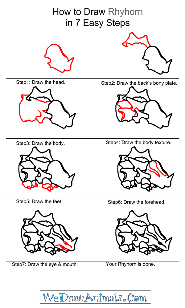 How to Draw Rhyhorn - Step-by-Step Tutorial