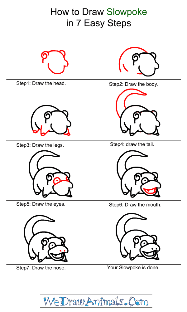 How to Draw Slowpoke - Step-by-Step Tutorial