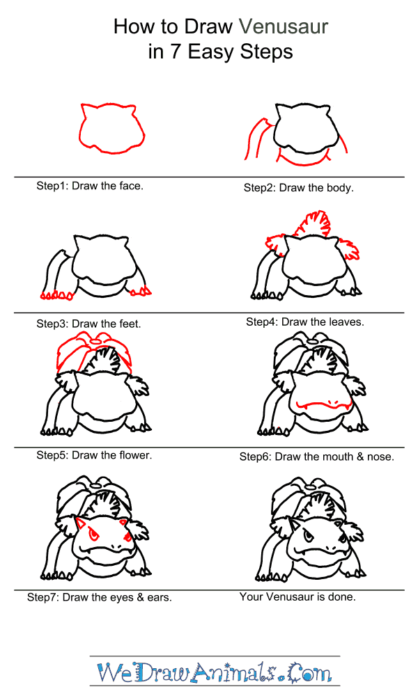 How to Draw Venusaur - Step-by-Step Tutorial