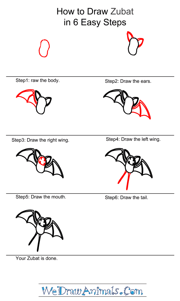 How to Draw Zubat - Step-by-Step Tutorial