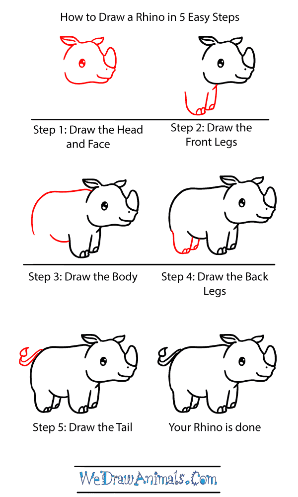 How to Draw a Baby Rhino - Step-by-Step Tutorial