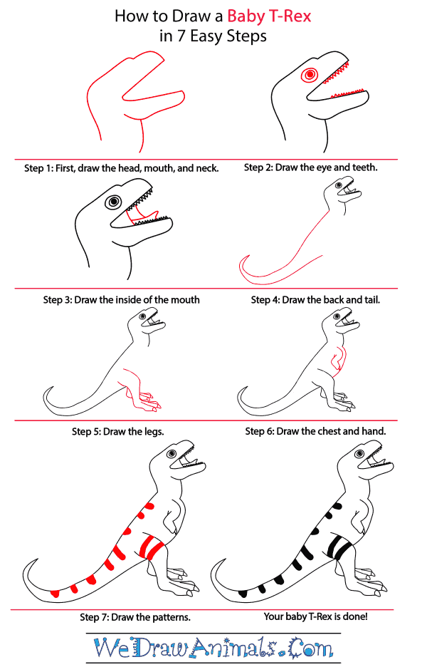 How to Draw a Baby Tyrannosaurus - Step-by-Step Tutorial