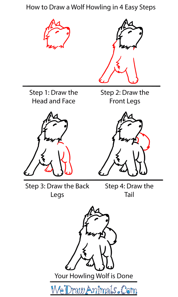 How to Draw a Baby Wolf Howling - Step-by-Step Tutorial