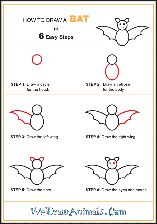 How To Draw A Simple Bat For Kids