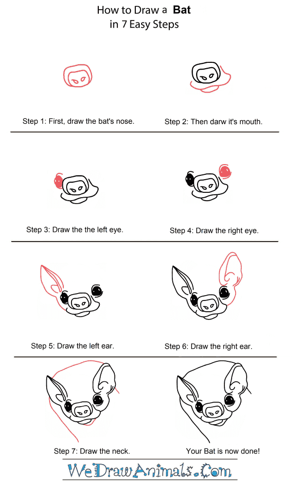 How to Draw a Bat Head - Step-by-Step Tutorial