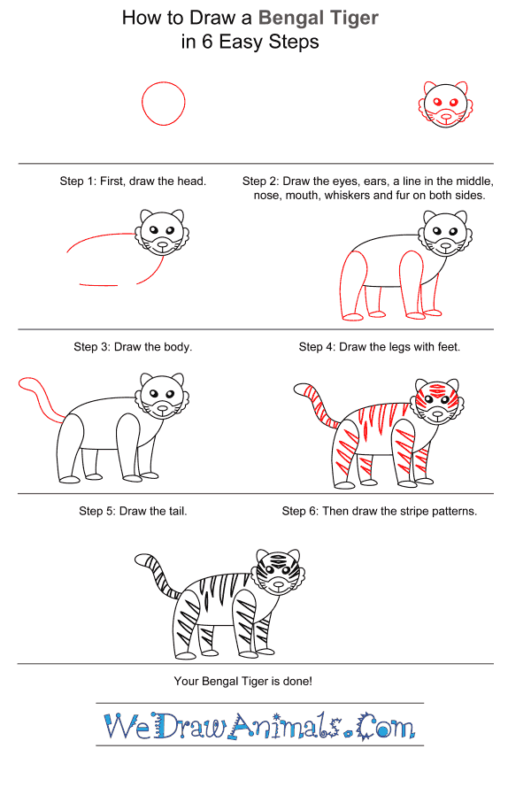 How to Draw a Bengal Tiger for Kids - Step-by-Step Tutorial