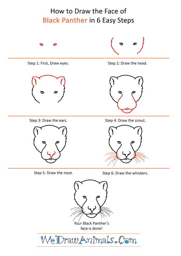 How to Draw a Black Panther Face - Step-by-Step Tutorial