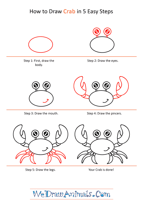 How to Draw a Cartoon Crab - Step-by-Step Tutorial