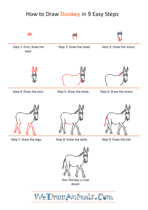 How to Draw a Cartoon Donkey - Step-by-Step Tutorial