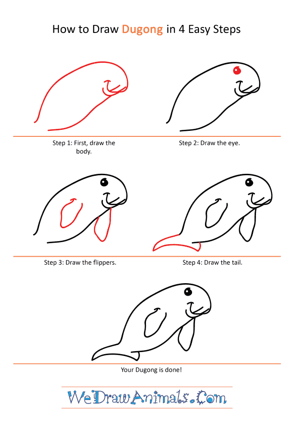 How to Draw a Cartoon Dugong - Step-by-Step Tutorial
