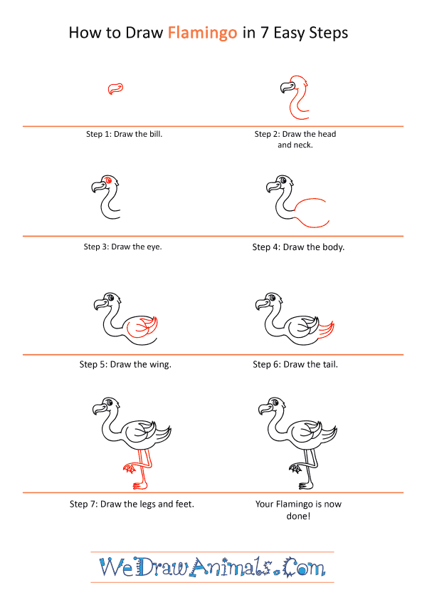 How to Draw a Cartoon Flamingo - Step-by-Step Tutorial