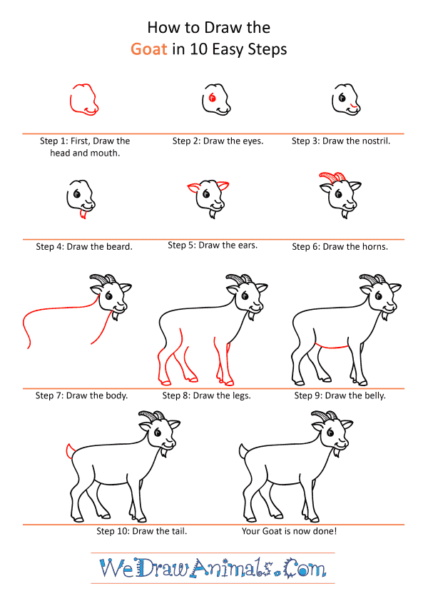 How to Draw a Cartoon Goat - Step-by-Step Tutorial