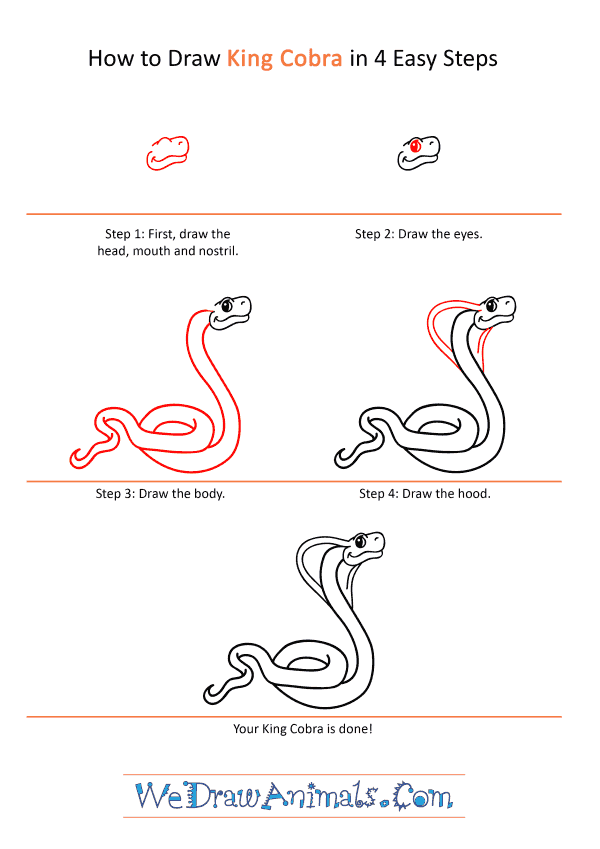 How to Draw a Cartoon King Cobra - Step-by-Step Tutorial