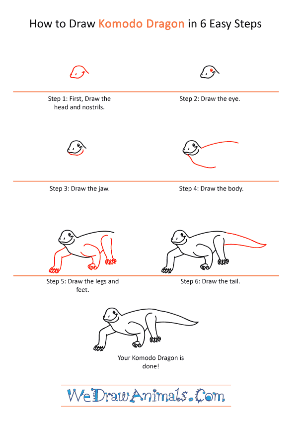 How to Draw a Cartoon Komodo Dragon - Step-by-Step Tutorial