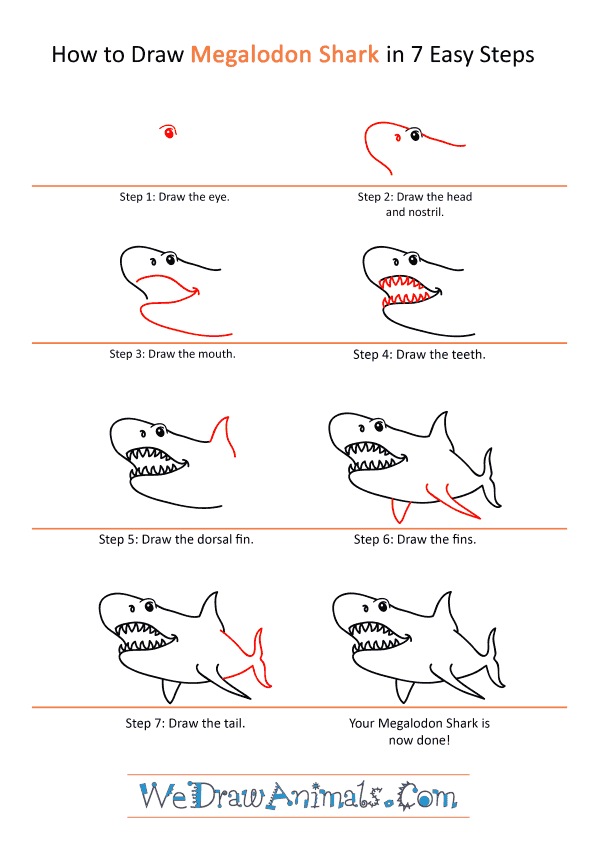 How to Draw a Cartoon Megalodon Shark - Step-by-Step Tutorial