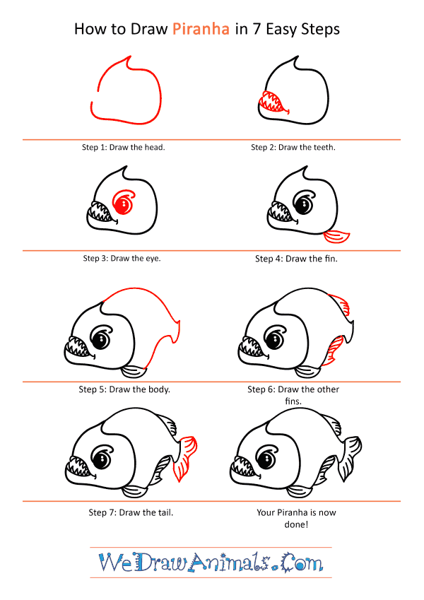 How to Draw a Cartoon Piranha - Step-by-Step Tutorial