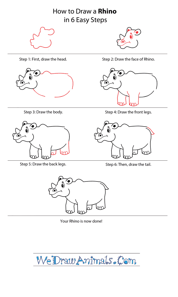 How to Draw a Cartoon Rhino - Step-by-Step Tutorial
