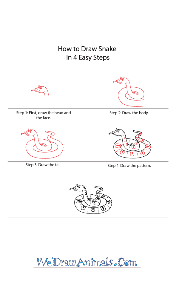 How to Draw a Cartoon Snake - Step-by-Step Tutorial