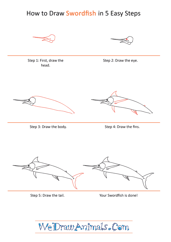 How to Draw a Cartoon Swordfish - Step-by-Step Tutorial